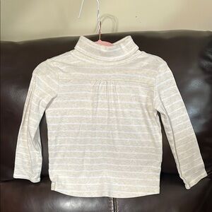 Girls Cream Striped Turtleneck Top